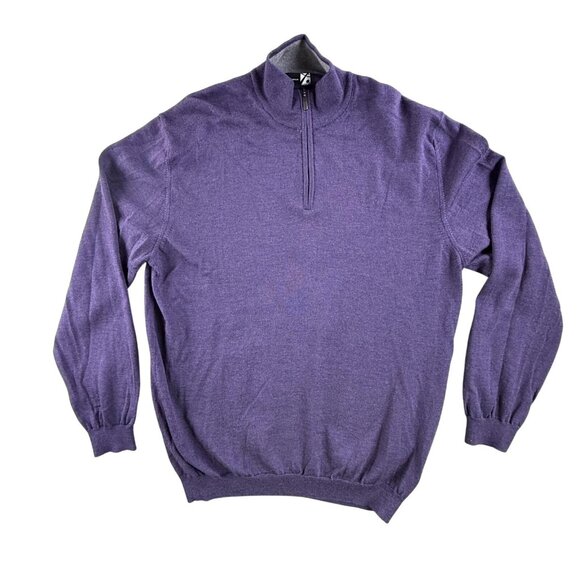 Saks Fifth Avenue Other - Saks Fifth Avenue Sweater Mens 3XL Purple Merino Wool Knit 1/4 Zip Pullover